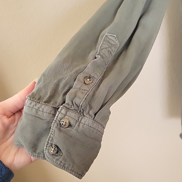 American Eagle Womens Olive Green Vintage Boyfriend Button Down Shirt - Size XL - Picture 4 of 8
